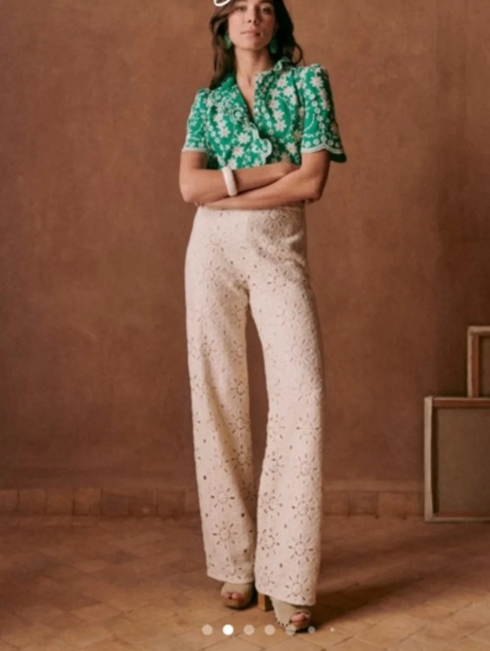 Sezane Dahlia green short-sleeve blouse - Picture 8 of 11